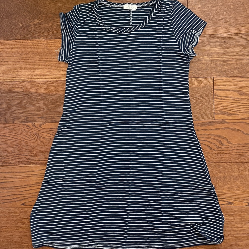 Navy and white striped sundress
